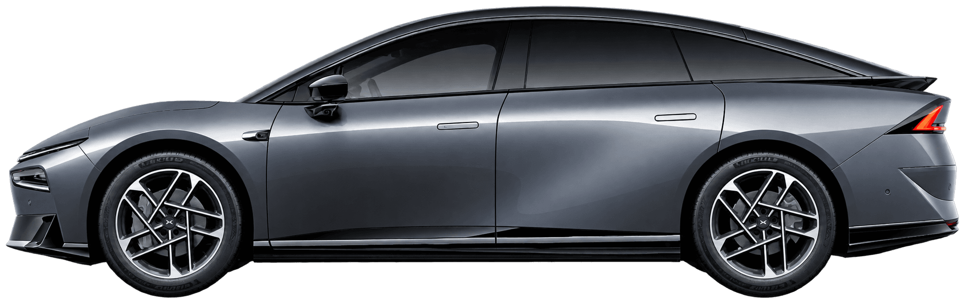XPENG P7+ in Graphite Gray · kleurkiezer Nederlandse modelpagina; AI-bewerking (vrijstaand); velgen en uitvoering kunnen afwijken, beeld 5